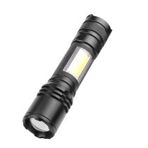 Handheld COB LED Tactical Flashlight High 1000 Lumen  Zoomable Rechargeable USB XHP50 Led COB Flashlight