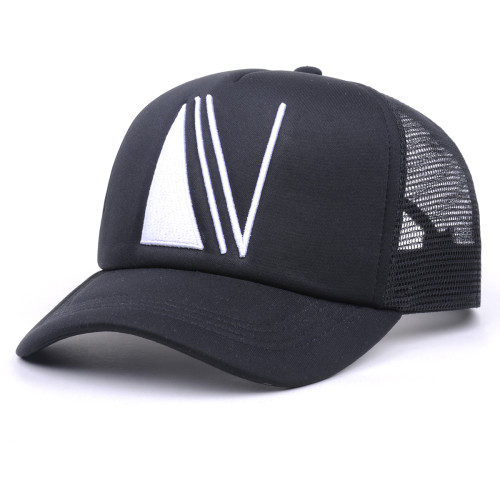 Design high quality  white embroidery black foam mesh trucker cap hat bulk