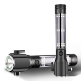 USB Rechargeable Magnetic LED Flashlight Multi-function Emergency red blue Safety Hammer Torch with Alarm buzzer