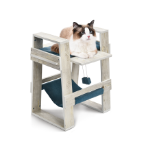 Double Layers Pet Kitty Beach Design Furniture Cat Jumper With Hanging Toys And Hammock