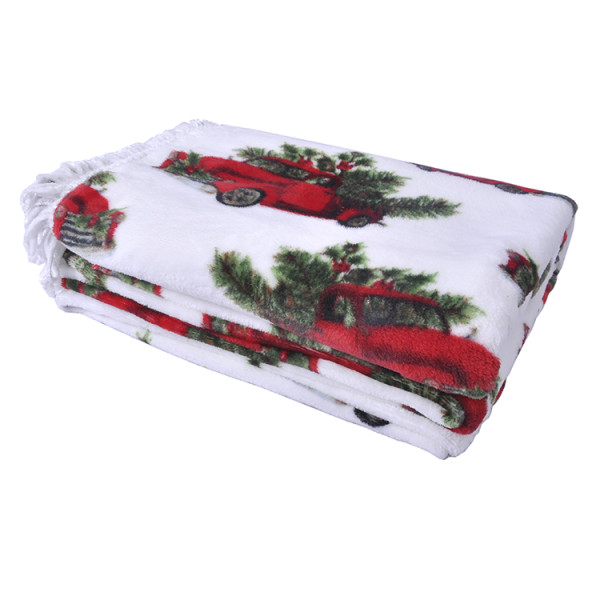 Professional christmas design rotary printing flannel fleece throw blanket