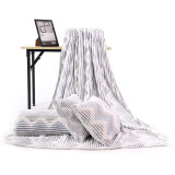 High quality full size embossed flannel fleece throw blanket with sherpa