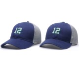 Custom logo embroidered cotton twill fitted mesh trucker cap