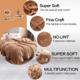 All Season High Quality Microfiber Flannel Fleece Throw Blanket Super Soft Camel 104 x90
