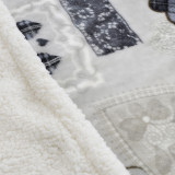 digital printed lovely flannel fleece sherpa double layers  blanket