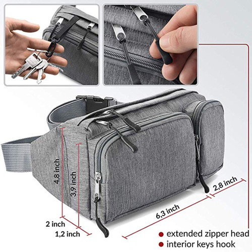 Multi-pocket Double Zipper Waist Bag Clear Fanny Pack Belt Bag
