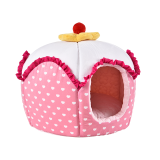 Pumpkin Shape Cute Dog Cat Bed Pink Pet House With Padding Cushion