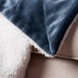 Cheap Fuzzy Soft Microfiber Fleece Sherpa  Blanket Twin Size Navy Blue Plush Flannel Blanket