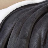 Super Soft  Luxurious Sherpa Fleece Double-Sided Throw Blanket  Dark Grey