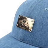 Custom denim metal logo leather belts baseball cap