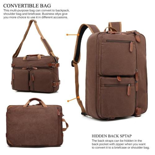 Custom Logo Multi-Functional Large Capacity Canvas Handle Shoulder Strap Laptop Bag for Business Travel
