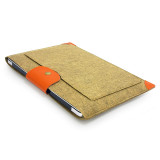 Handmade Gray Felt Case Leather Corner Laptop Sleeve Bags with Leather Flap for MacBook Pro
