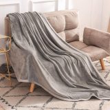High Quality Microfiber Flannel Fleece Throw Blanket Super Soft Grey 80''x90''