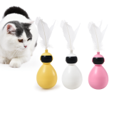 Lightweight Standing Pet Rotate Interactive Ball Funny Cat Tumbler Toy With Replaceable Feather