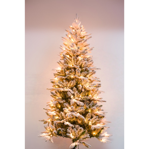 6ft 7ft 8ft 9ft Pre Lit Flocked Snow Artificial Christmas Trees with LED Lights