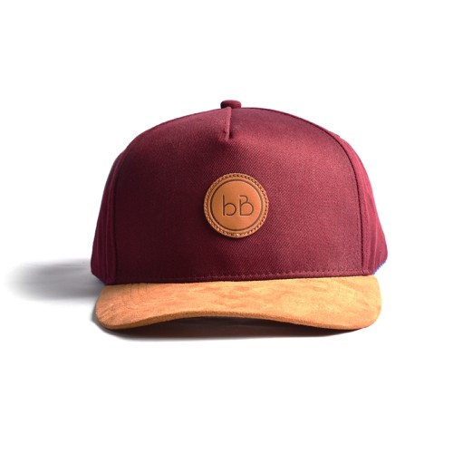 Wholesale suede short brim leather patches two tone baseball cap