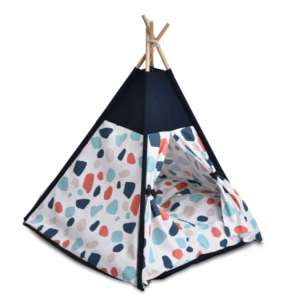 Terrazzo Style Detachable Dog Hideaway Houses Canvas Fabric Pet Teepee