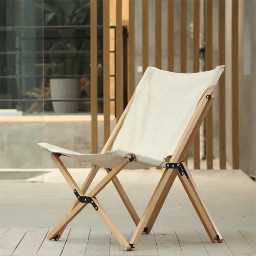 Outdoor Stacking Deck Canvas wood Folding Sling Patio Chair