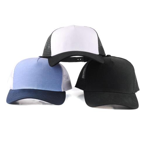 Plain Cotton Twill Mesh Adjustable Low Profile 5 panel blank plain trucker cap without logo