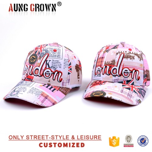 Fashion 3d logo printing baseball caps for girls and women
