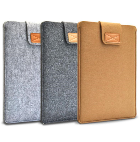 wool felt Leather Laptop Sleeve Bags 17 inch computer bag for Macbook