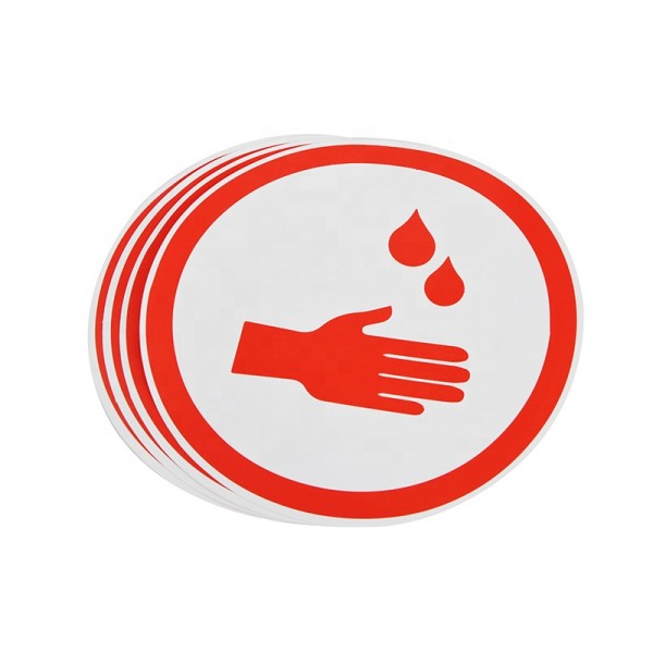custom self adhesive warmly remind to wash your hand sign sticker