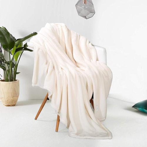 Super Soft Adult Flannel Fleece Cream Full/Queen Blanket Bed Throw Blanket
