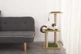 Fashion Pet Stable Sisal Scratcher Cat Tree With Hanging Toy & Artificial Grass