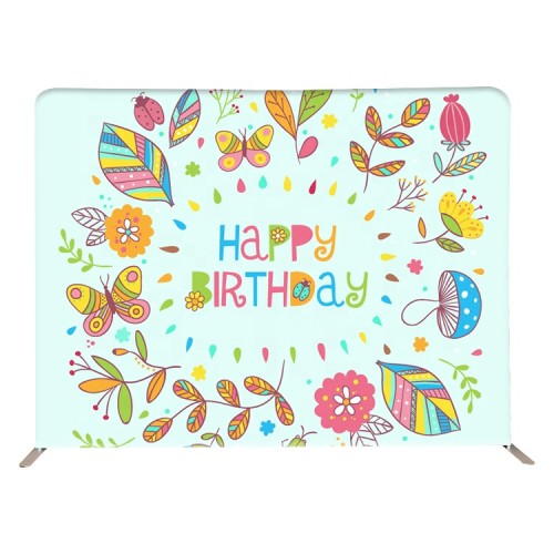 8ft custom logo straight tension fabric cover wedding event trade show photography backdrop stand wall for sale