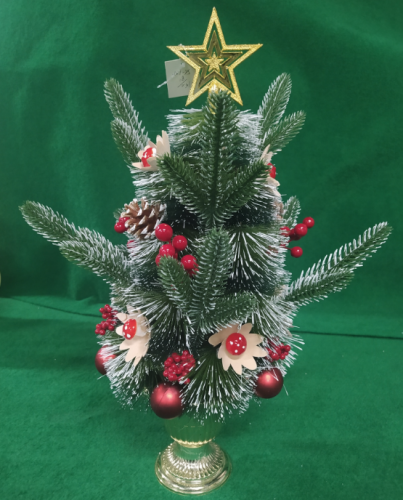 Mini tree 3 ft Nordic Spruce Tree with 50 Warm White Battery Operated LED Lights with Timer in Burlap