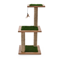 Fashion Pet Stable Sisal Scratcher Cat Tree With Hanging Toy & Artificial Grass