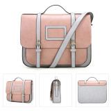 Women Briefcase Vintage Three carrying options Crossbody Messenger Bag PU Leather Satchel Purse for work, school, banquet,Pink