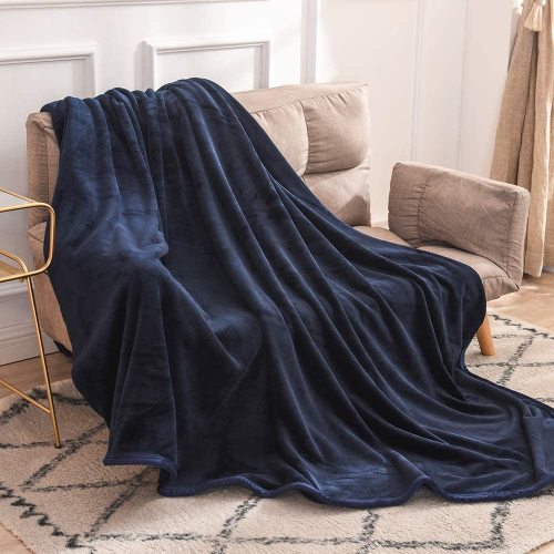 High Quality Microfiber Flannel Fleece Throw Blanket Super Soft Royal Blue, 90 x90