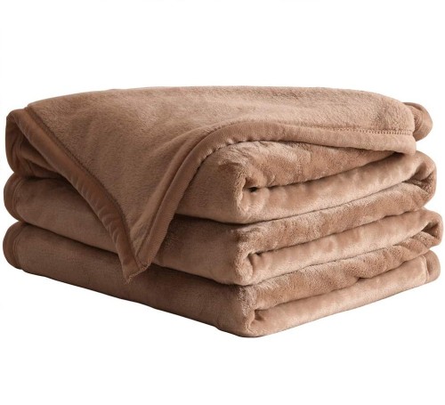 All Season High Quality Microfiber Flannel Fleece Throw Blanket Super Soft Camel 104 x90