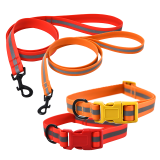 Orange Red Durability Waterproof Pet Lead Chain Easy Clean Visible Reflective Dog Collar & Leash