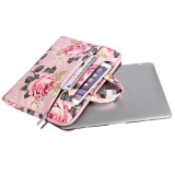 15.6 Inch Canvas Fabric Rose Pattern Laptop Sleeves Bag with Touch Bar