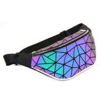 Hot Selling Holographic Fanny Pack Geometric Waist Bag for Women&Men Travelling Luminous Belt Bum Bag Iridescent Chest Bag