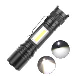 Handheld COB LED Tactical Flashlight High 1000 Lumen  Zoomable Rechargeable USB XHP50 Led COB Flashlight