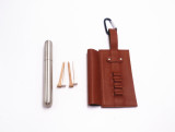 Golf Ciggar Holder With Tee And Divot Tool Factory Wholesale Luxury Golf Tee Holder PU Gift Hook to Golf Bag Belt Clip