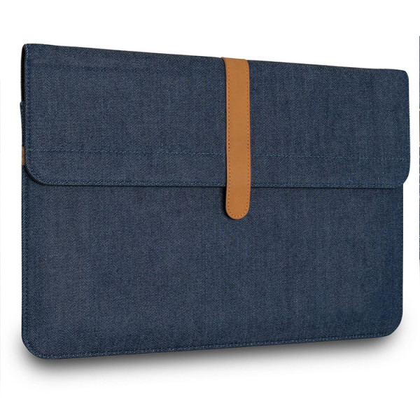 Denim Flip Laptop Sleeve  Man leather bag Notebook sleeve bag