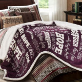 Printing  Flannel  And Sherpa Throw Winter Warm  Polyester Blanket