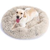 Comfortable Donut Cuddler Luxury Ultra Soft Shag Faux Fur Dog Bed for Medium Small Dogs and Cats