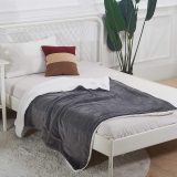 Super Soft  Luxurious Sherpa Fleece Double-Sided Throw Blanket  Dark Grey
