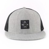 wholesale 6 Panel plain flat brim acrylic fabric and wool trucker hat