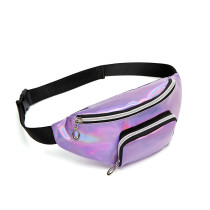 custom logo private label Amazon Holographic Laser PU Leather waterproof belt bag Fanny Pack Waist Bag for women