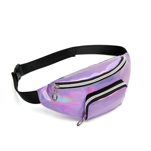 custom logo private label Amazon Holographic Laser PU Leather waterproof belt bag Fanny Pack Waist Bag for women