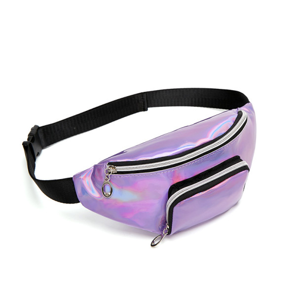 custom logo private label Amazon Holographic Laser PU Leather waterproof belt bag Fanny Pack Waist Bag for women