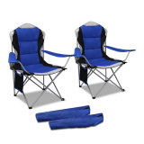 deluxe outdoor portable Oversized Steel Frame Collapsible Padded Arm camping Chair with Cup Holder