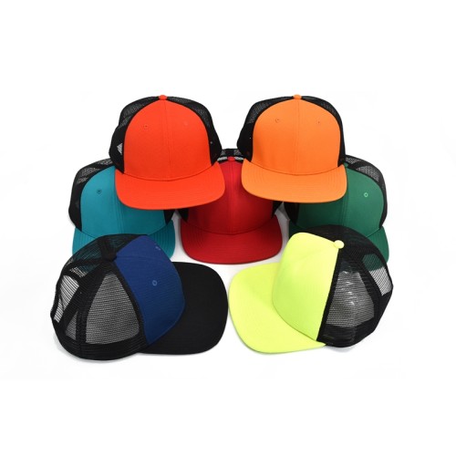 cheap fashion contrast color wholesale custom ventilate trucker hat with plain