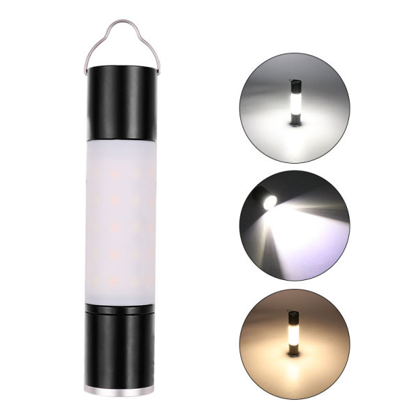 hand hold telescopic zoomable torch bulit-in battery rechargeable white and yellow light T6+COB flashlight